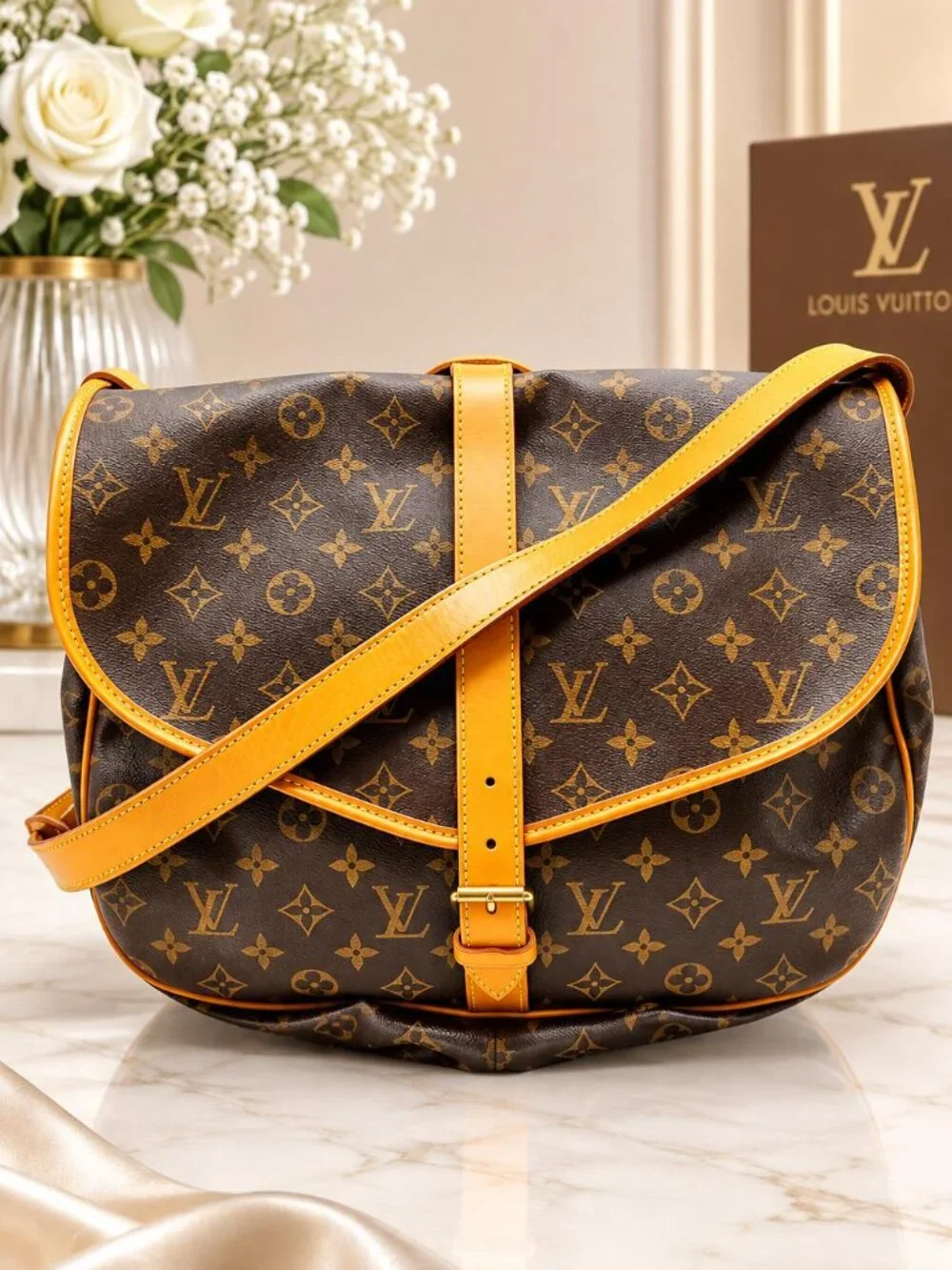 Authentic Louis Vuitton Saumur 35 Monogram Crossbody Bag